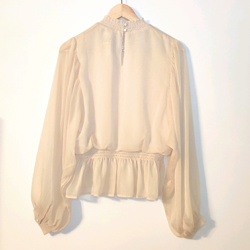A. Calin By Flying Tomato Boho Sheer Peplum Blouse - Picture 2 of 10